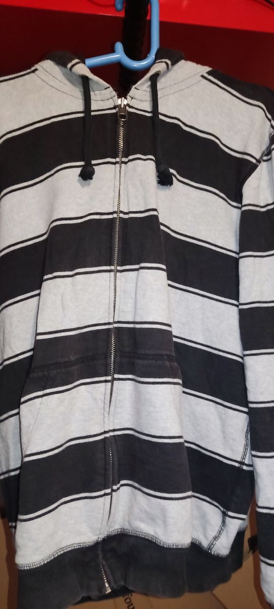 Sudadera rayas gris-negra L