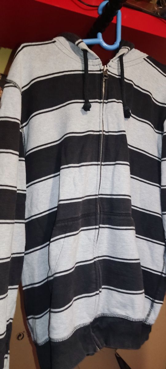 Sudadera rayas gris-negra L