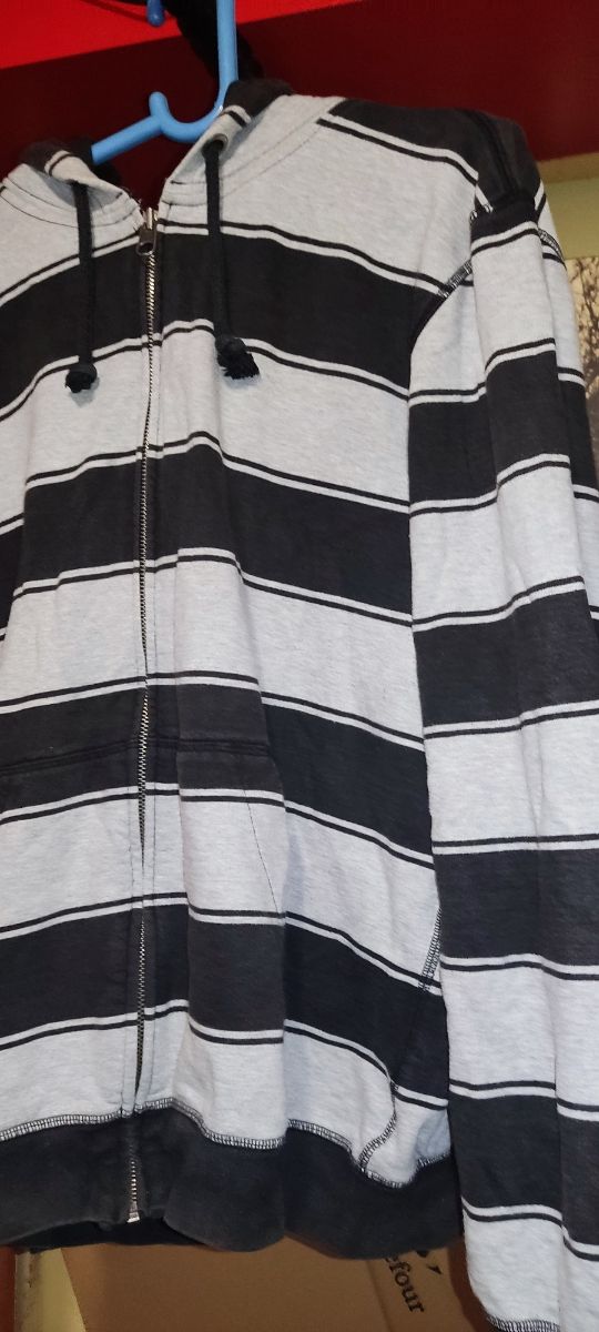 Sudadera rayas gris-negra L