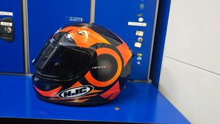 Casco moto HJC RPHA 10 negro-naranja