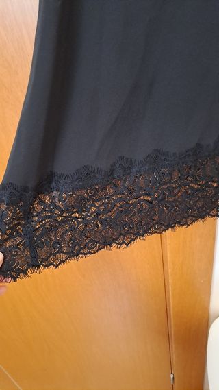 Camiseta negra encaje - Top lencero