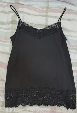 Camiseta negra encaje - Top lencero