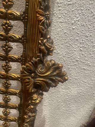 Cabecero cama antiguo dorado metal
