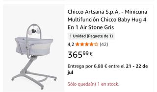 Minicuna Chicco Baby Hug 4 en 1 Verde
*sin adornos