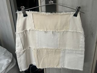 Minifalda patchwork beige-blanco