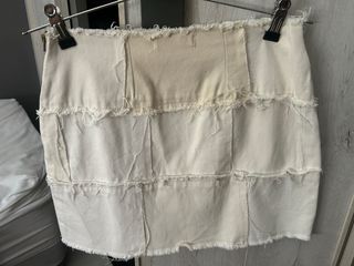 Minifalda patchwork beige-blanco
