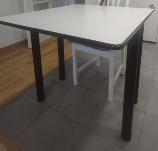 Mesa plegable cocina - blanco y negro