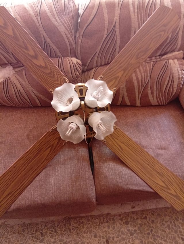 Ventilador techo 4 luces - Marrón Dorado