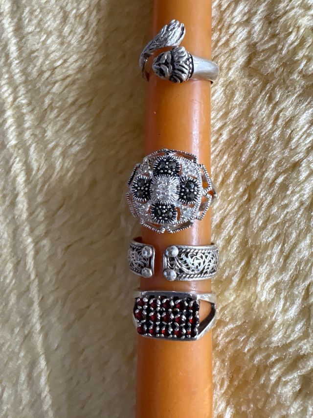 Anillos plata 925 - 4 piezas Diferentes medidas,