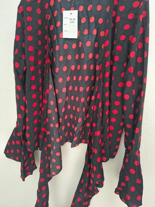 Blusa negra lunares rojos  baile flamenco romeria 