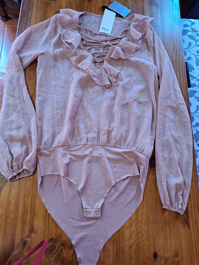 Body Shein rosa transparente talla S