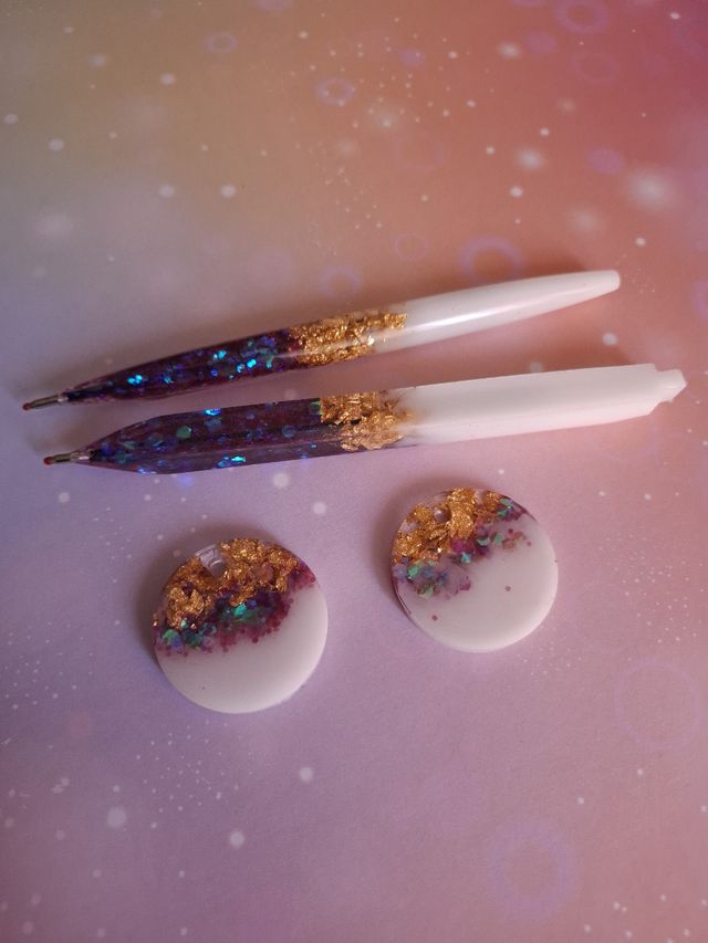 Lápices resina purpurina y llaveros personalizados