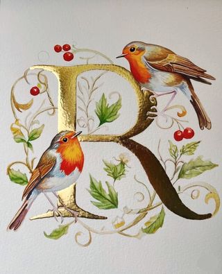 Inicial con rosas - Dibujo