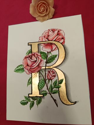 Inicial con rosas - Dibujo