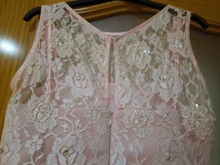 Vestido fiesta beige/rosa
