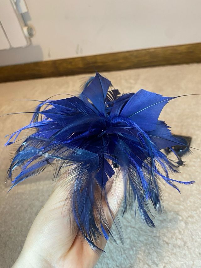 Conjunto azul: flor y pendientes