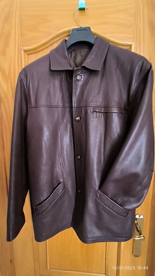 Chaqueta piel marrón vintage hombre