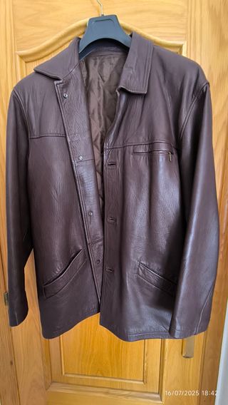 Chaqueta piel marrón vintage hombre