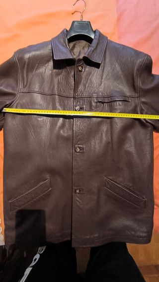 Chaqueta piel marrón vintage hombre