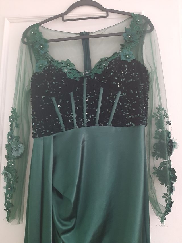 Abito lungo verde scuro