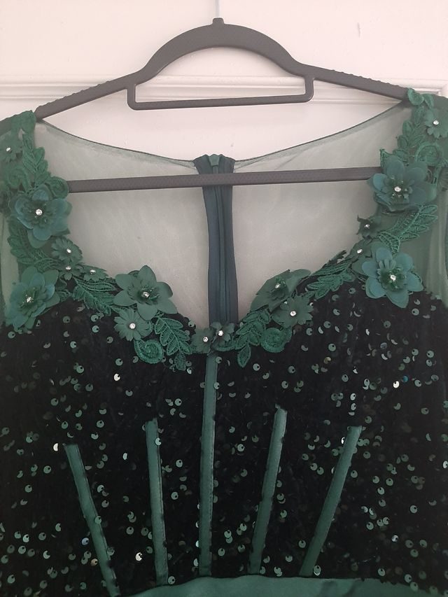 Abito lungo verde scuro