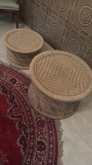 2 tavoli in rattan - beige
