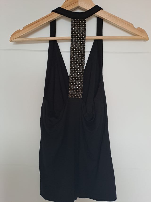 Top negro Morgan espalda joya T.L.