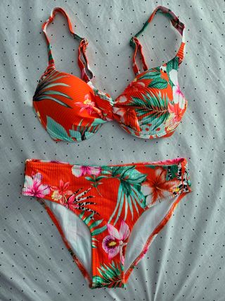 Bikini naranja estampado 