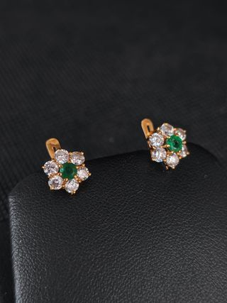 Pendientes oro 18k circonita verde051-04-00311