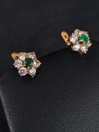 Pendientes oro 18k circonita verde051-04-00311