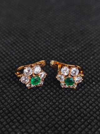 Pendientes oro 18k circonita verde051-04-00311