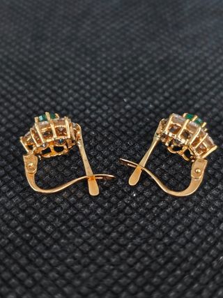 Pendientes oro 18k circonita verde051-04-00311