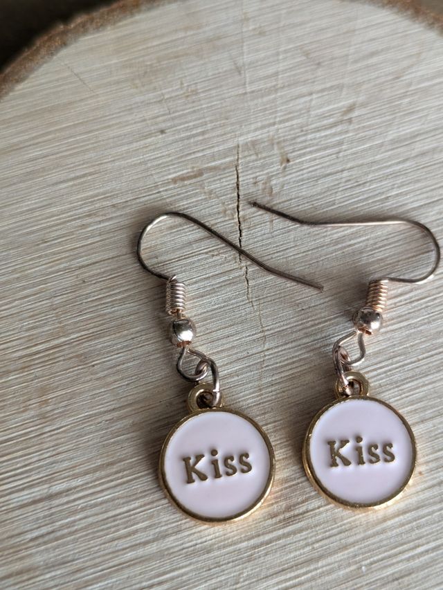 Pendientes 'Kiss' dorados y rosa