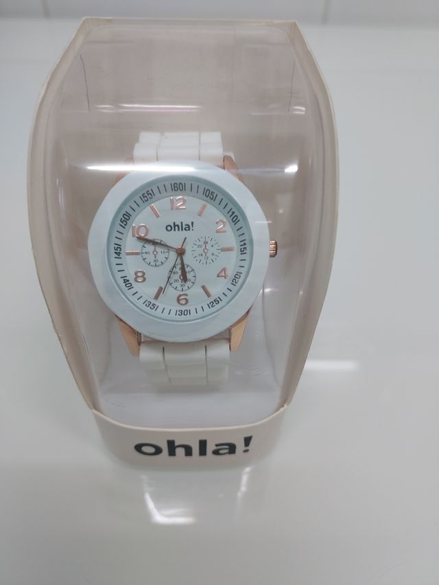 Reloj Ohla! blanco y dorado