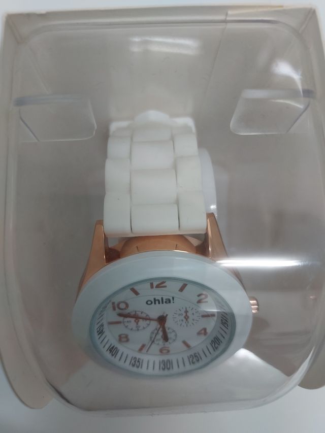 Reloj Ohla! blanco y dorado