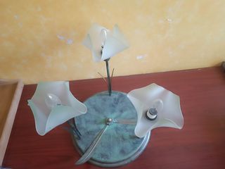 Lámpara 3 tulipas forja- vidrio