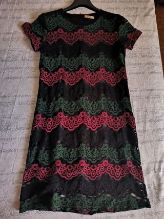 Abito pizzo E&D M nero multicolor