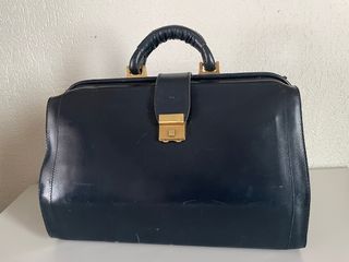 Maletín cuero azul marino vintage