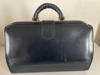 Maletín cuero azul marino vintage