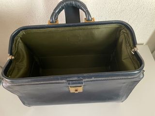 Maletín cuero azul marino vintage