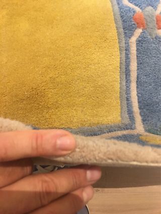 2 preciosas Alfombras lana azul-amarillo