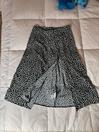 Falda midi negra flores - Talla única