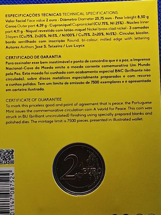 2€ moneta commemorativa Portogallo 2023 - Pace