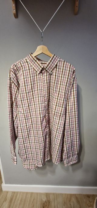 Camisa cuadros hombre manga larga