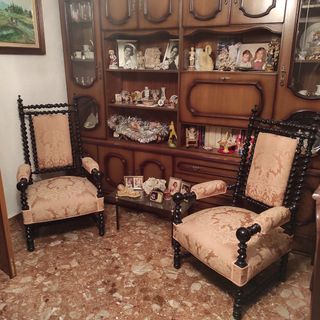 Juego de 6 sillas estilo fraile: 2 butacas + 4 sil