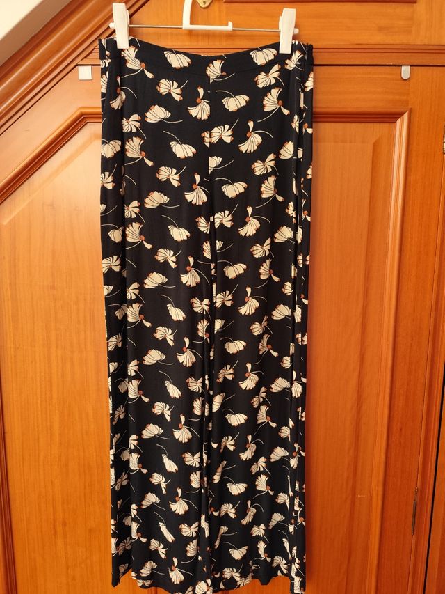 Palazzo estampado - Blanco y azul marino