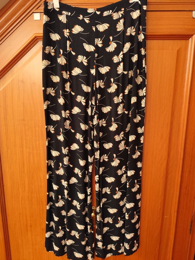 Palazzo estampado - Blanco y azul marino