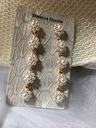 Pendientes largos perlas Novias Bodas