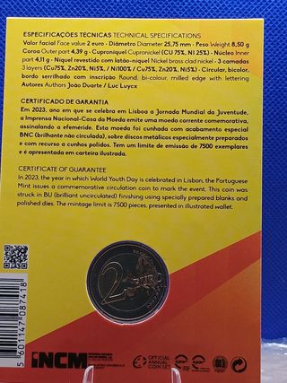 Moneta 2€ Portogallo 2023 - Giornata Mond Gioventù