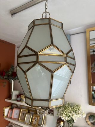 Lámpara colgante metal y cristal